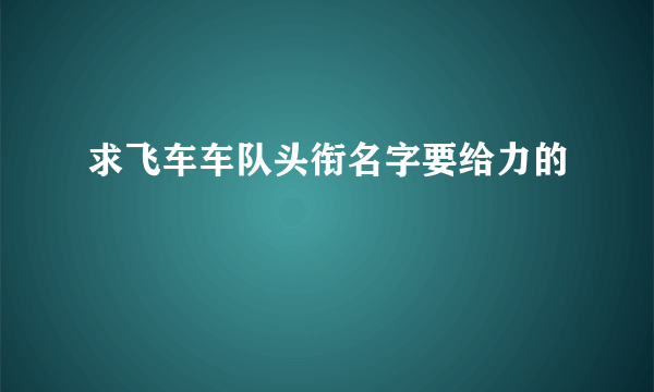 求飞车车队头衔名字要给力的