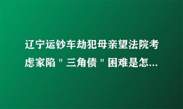 辽宁运钞车劫犯母亲望法院考虑家陷＂三角债＂困难是怎么回事？