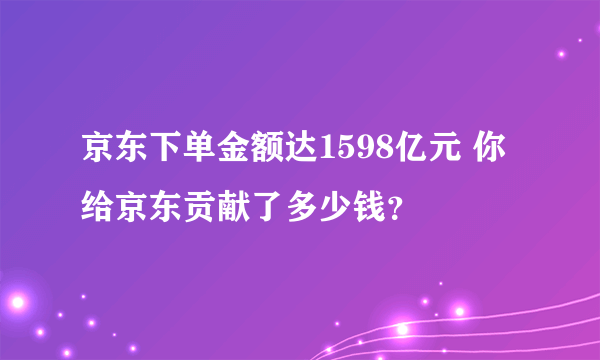 京东下单金额达1598亿元 你给京东贡献了多少钱？