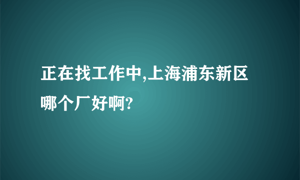 正在找工作中,上海浦东新区哪个厂好啊?