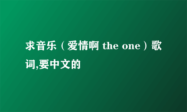 求音乐（爱情啊 the one）歌词,要中文的