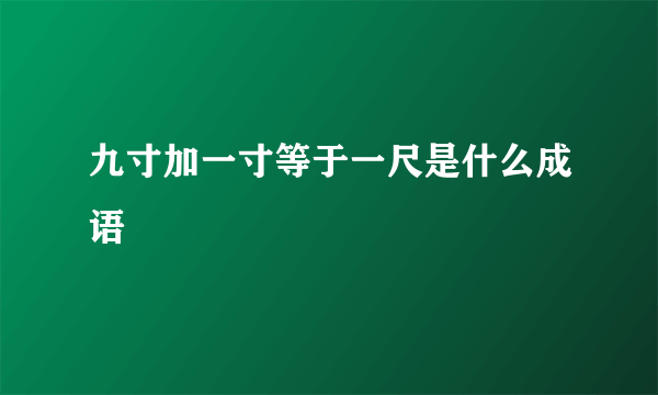 九寸加一寸等于一尺是什么成语