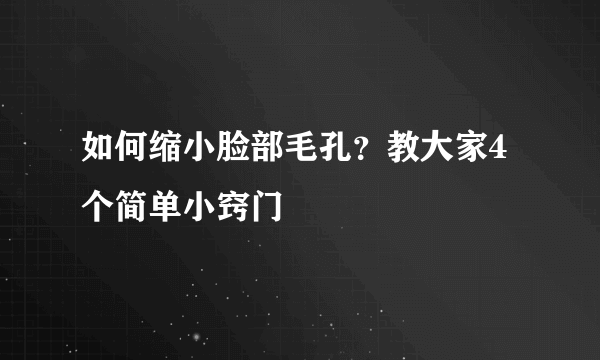 如何缩小脸部毛孔？教大家4个简单小窍门