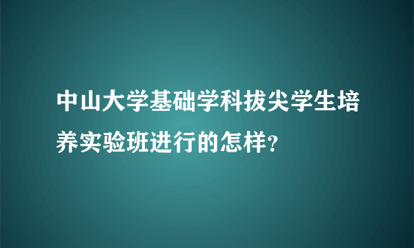 中山大学基础学科拔尖学生培养实验班进行的怎样？