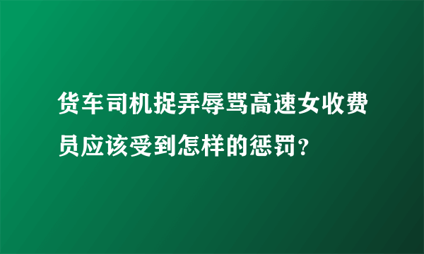 货车司机捉弄辱骂高速女收费员应该受到怎样的惩罚？