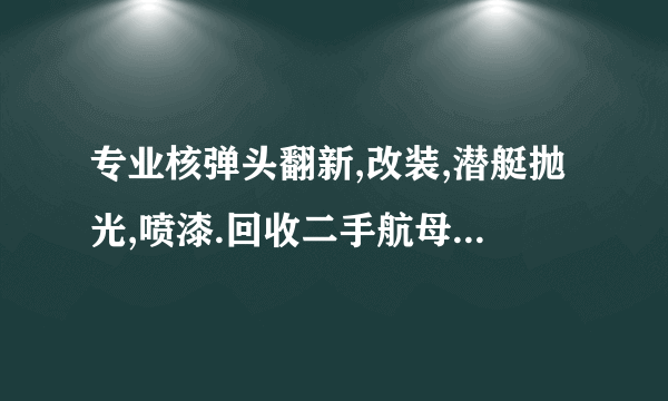 专业核弹头翻新,改装,潜艇抛光,喷漆.回收二手航母,是什么小说的简介？