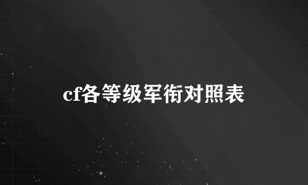 cf各等级军衔对照表