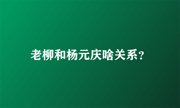 老柳和杨元庆啥关系？