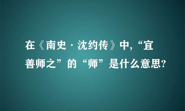 在《南史·沈约传》中,“宜善师之”的“师”是什么意思?