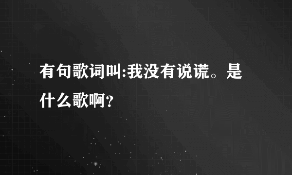 有句歌词叫:我没有说谎。是什么歌啊？