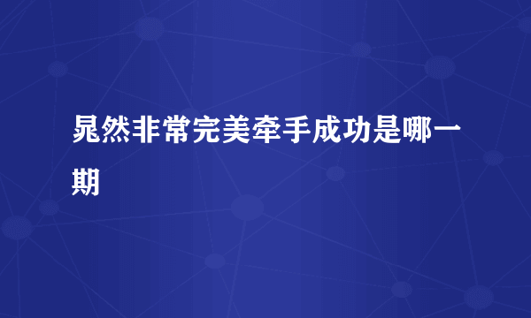 晁然非常完美牵手成功是哪一期