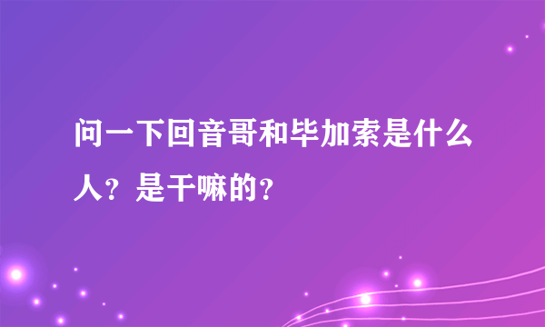 问一下回音哥和毕加索是什么人？是干嘛的？