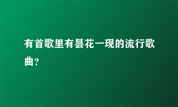 有首歌里有昙花一现的流行歌曲？