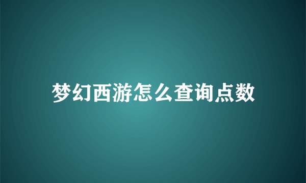 梦幻西游怎么查询点数