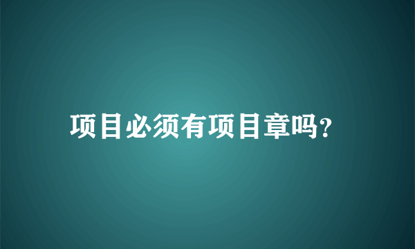 项目必须有项目章吗？