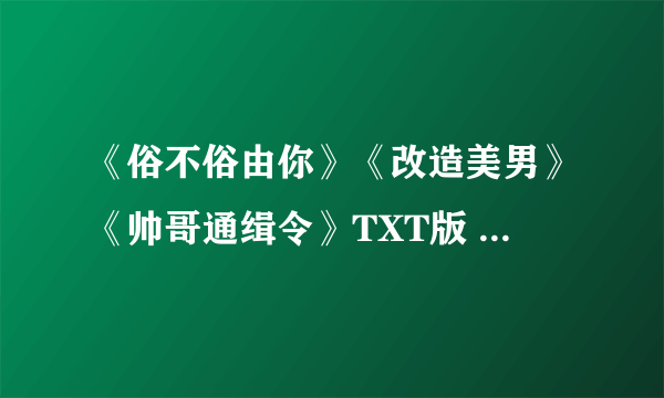 《俗不俗由你》《改造美男》《帅哥通缉令》TXT版 其他的·多多益善····