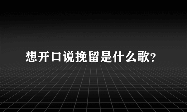 想开口说挽留是什么歌？