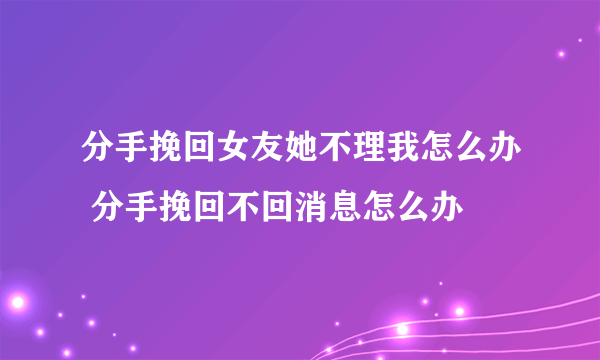 分手挽回女友她不理我怎么办 分手挽回不回消息怎么办