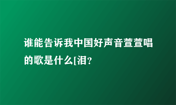 谁能告诉我中国好声音萱萱唱的歌是什么[泪？