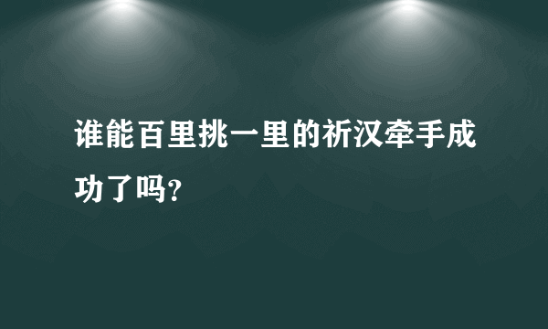 谁能百里挑一里的祈汉牵手成功了吗？