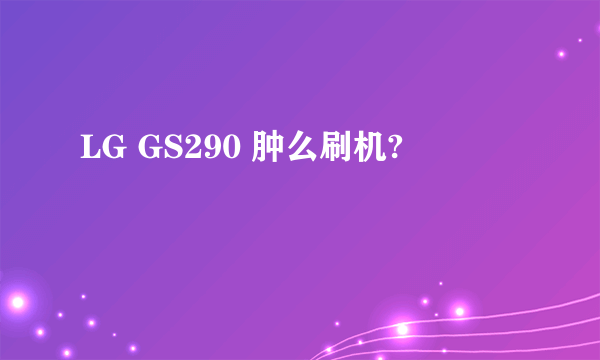 LG GS290 肿么刷机?