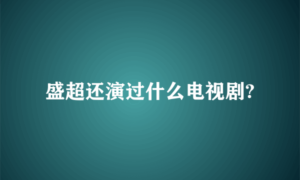 盛超还演过什么电视剧?