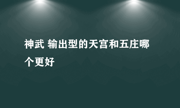 神武 输出型的天宫和五庄哪个更好