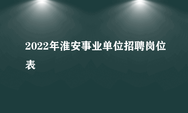 2022年淮安事业单位招聘岗位表