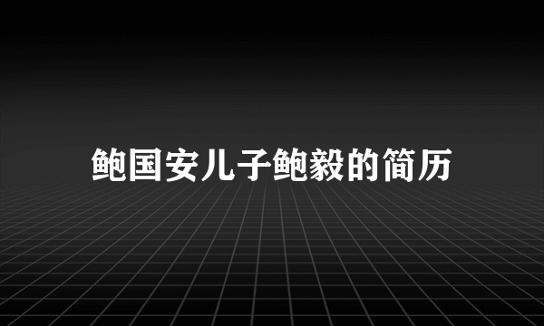 鲍国安儿子鲍毅的简历