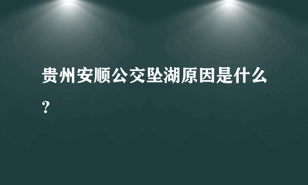 贵州安顺公交坠湖原因是什么？