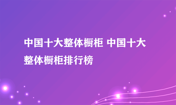 中国十大整体橱柜 中国十大整体橱柜排行榜