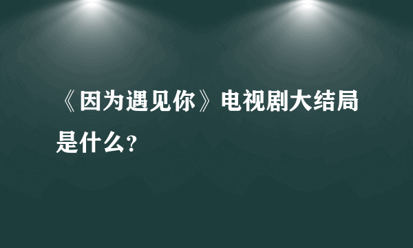 《因为遇见你》电视剧大结局是什么？