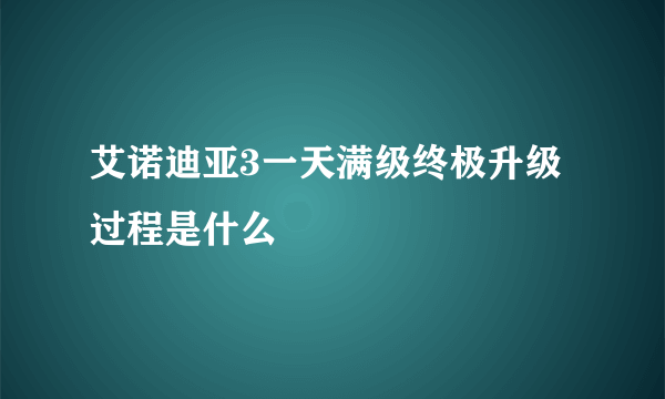 艾诺迪亚3一天满级终极升级过程是什么