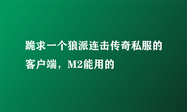 跪求一个狼派连击传奇私服的客户端，M2能用的