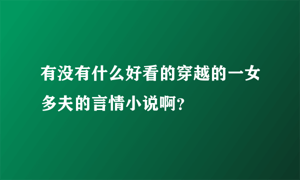 有没有什么好看的穿越的一女多夫的言情小说啊？