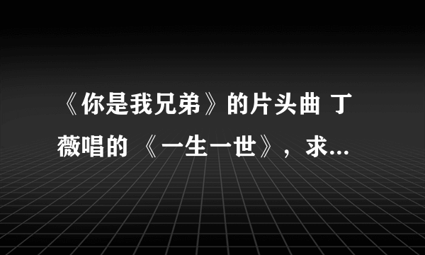 《你是我兄弟》的片头曲 丁薇唱的 《一生一世》，求MP3版本的 463137721@qq.com