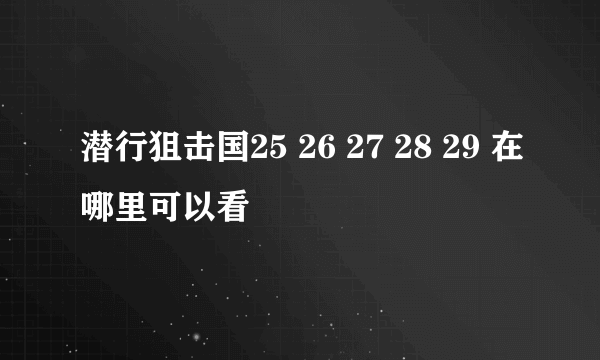 潜行狙击国25 26 27 28 29 在哪里可以看