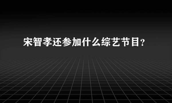 宋智孝还参加什么综艺节目？