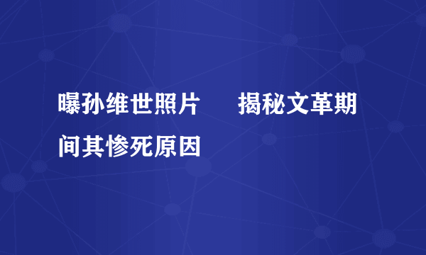 曝孙维世照片     揭秘文革期间其惨死原因