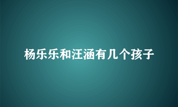 杨乐乐和汪涵有几个孩子