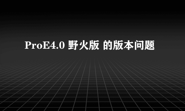 ProE4.0 野火版 的版本问题