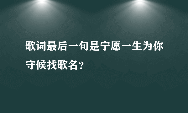 歌词最后一句是宁愿一生为你守候找歌名？