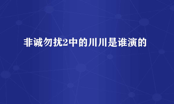 非诚勿扰2中的川川是谁演的