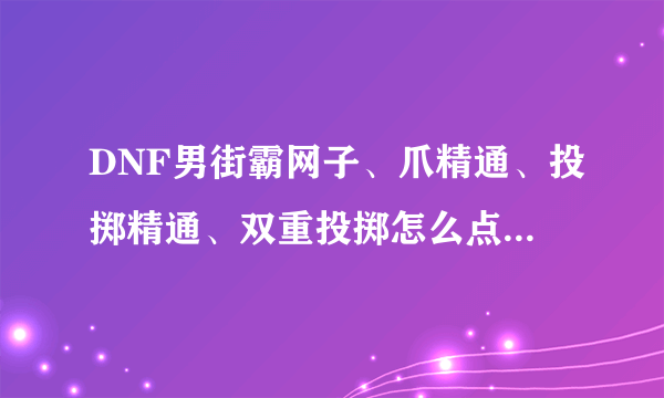 DNF男街霸网子、爪精通、投掷精通、双重投掷怎么点，高手来，拒绝抄袭！！！