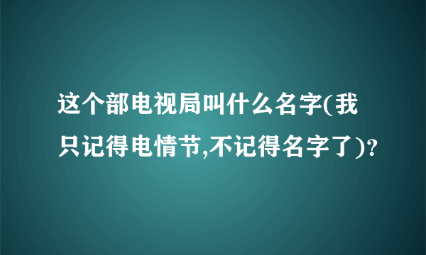 这个部电视局叫什么名字(我只记得电情节,不记得名字了)？