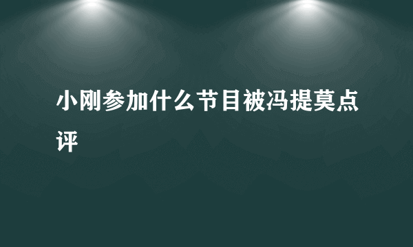 小刚参加什么节目被冯提莫点评