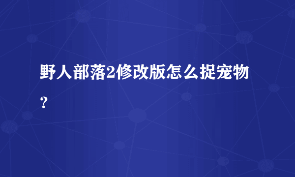 野人部落2修改版怎么捉宠物？