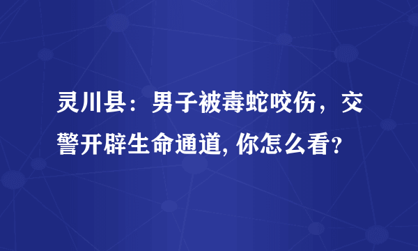 灵川县：男子被毒蛇咬伤，交警开辟生命通道, 你怎么看？