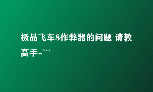 极品飞车8作弊器的问题 请教高手~```