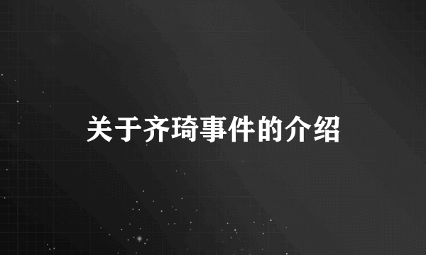 关于齐琦事件的介绍